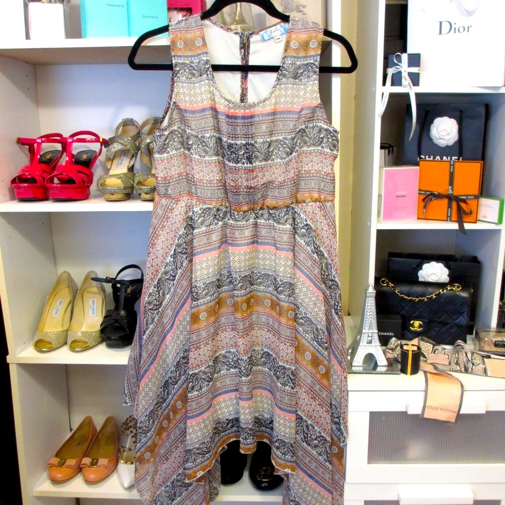 J Gee Boho Rust Floral Print Dress
